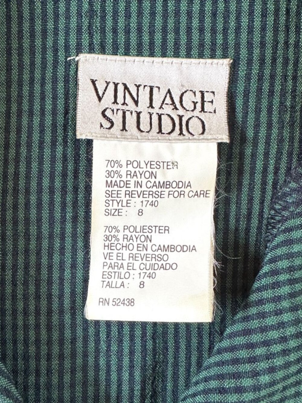 Vtg 90s Vintage Studio Green Plaid Maxi Dress S Button Front Tie Back Whimsigoth - Picture 6 of 7
